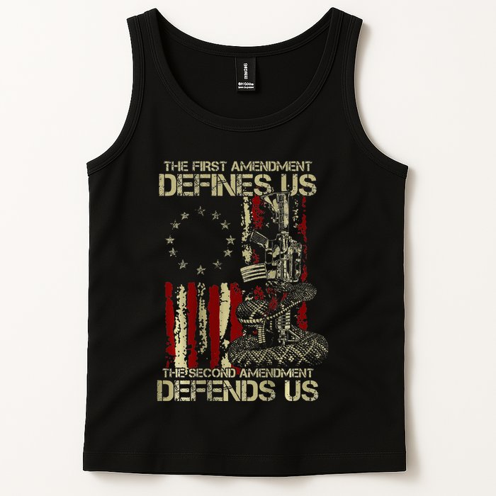 The First Amendment Defines Us American Flag Tank Top