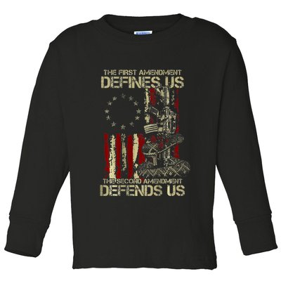 The First Amendment Defines Us American Flag Toddler Long Sleeve Shirt
