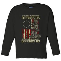 The First Amendment Defines Us American Flag Toddler Long Sleeve Shirt