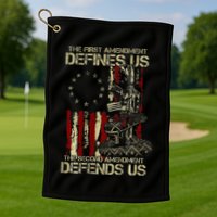 The First Amendment Defines Us American Flag Golf Towel