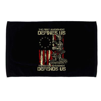 The First Amendment Defines Us American Flag Microfiber Hand Towel
