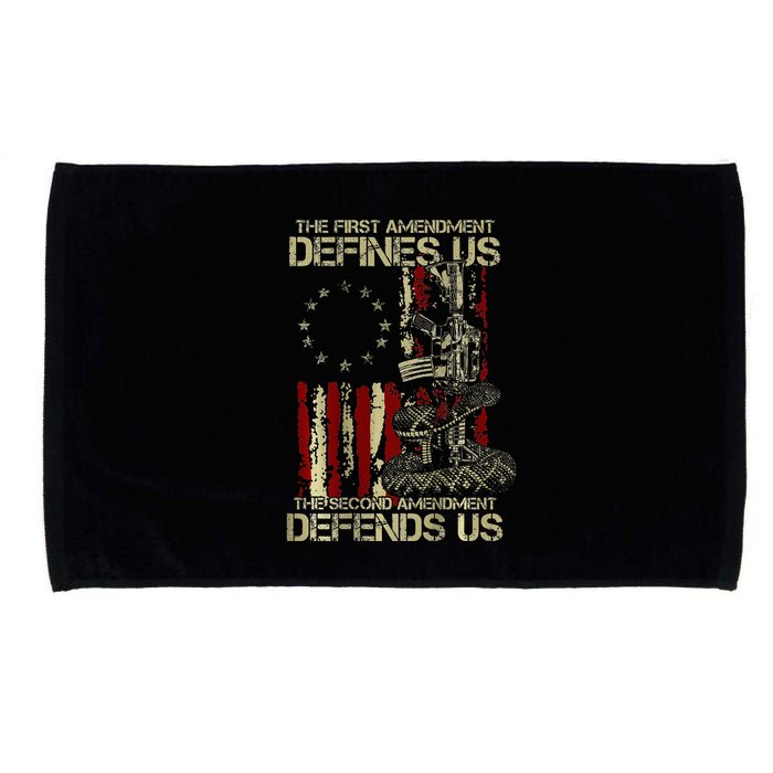 The First Amendment Defines Us American Flag Microfiber Hand Towel