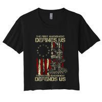 The First Amendment Defines Us American Flag Crop Top