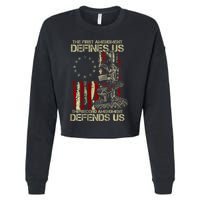 The First Amendment Defines Us American Flag Cropped Pullover Crew