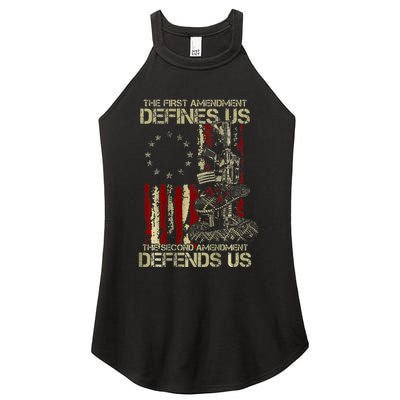 The First Amendment Defines Us American Flag Women's Perfect Tri Rocker Tank