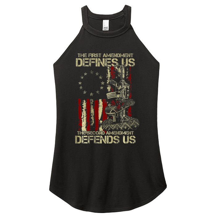 The First Amendment Defines Us American Flag Women's Perfect Tri Rocker Tank