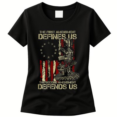 The First Amendment Defines Us American Flag Womens T-Shirt