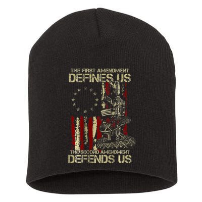 The First Amendment Defines Us American Flag Short Acrylic Beanie