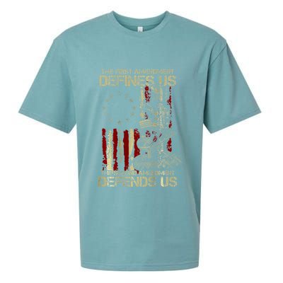 The First Amendment Defines Us American Flag Sueded Cloud Jersey T-Shirt