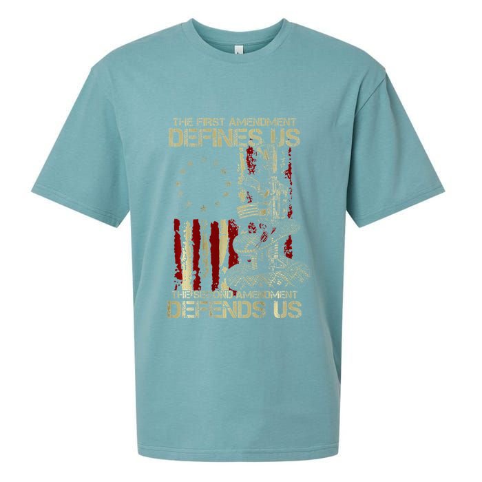The First Amendment Defines Us American Flag Sueded Cloud Jersey T-Shirt