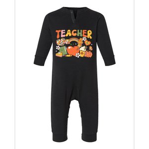 Teacher Fall Autumn Pumpkin Thanksgiving Thankful Teacher Infant Fleece One Piece