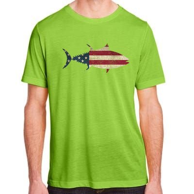 Tuna Fishing American Flag Vintage Patriotic Fisherman Gift Great Gift Adult ChromaSoft Performance T-Shirt