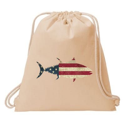 Tuna Fishing American Flag Vintage Patriotic Fisherman Gift Great Gift Drawstring Bag