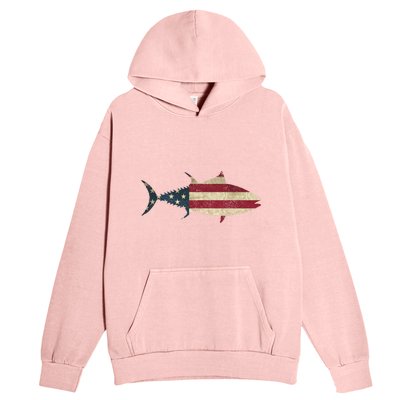 Tuna Fishing American Flag Vintage Patriotic Fisherman Gift Great Gift Urban Pullover Hoodie