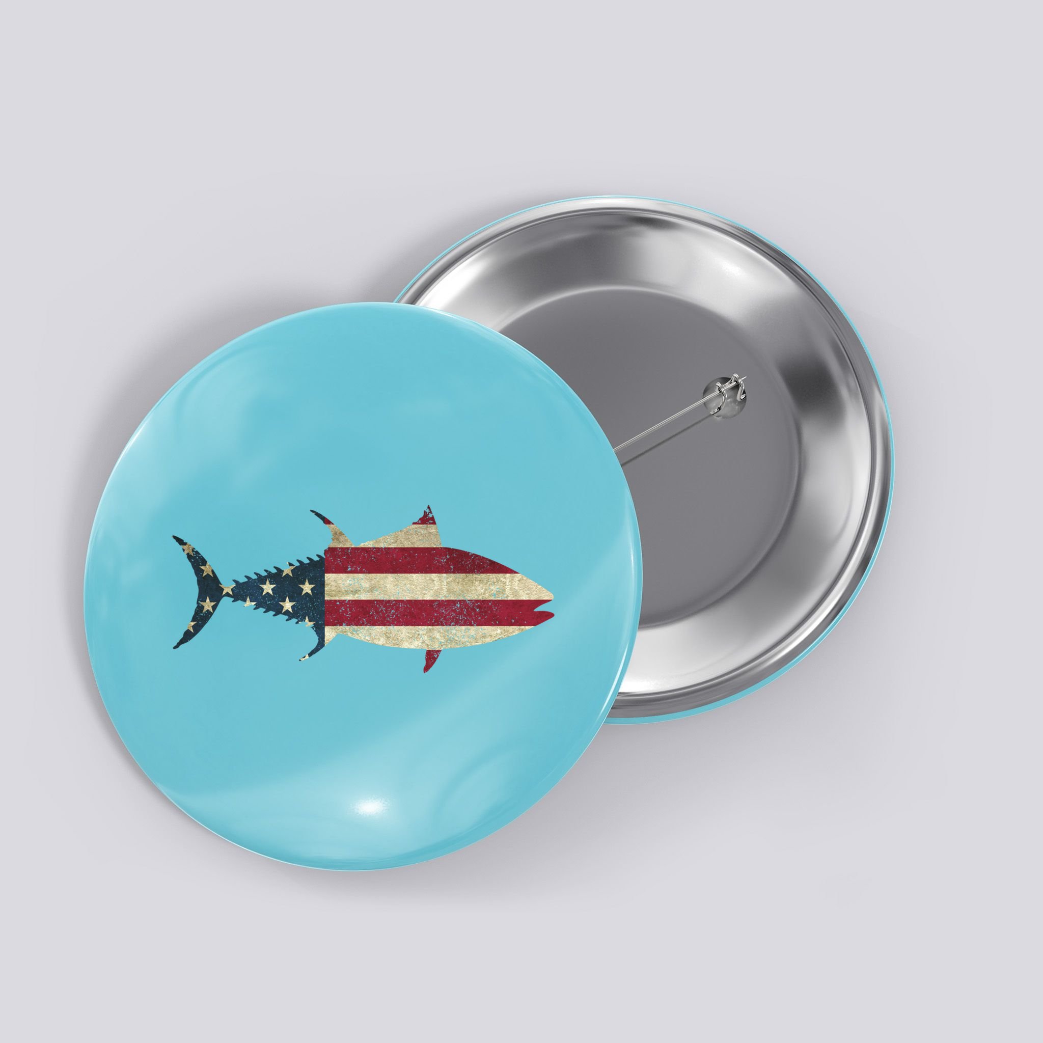 Tuna Fishing American Flag Vintage Patriotic Fisherman Gift Great Gift Button