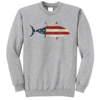 Tuna Fishing American Flag Vintage Patriotic Fisherman Gift Great Gift Sweatshirt