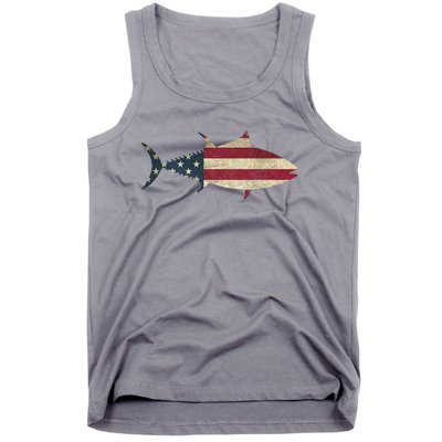 Tuna Fishing American Flag Vintage Patriotic Fisherman Gift Great Gift Tank Top