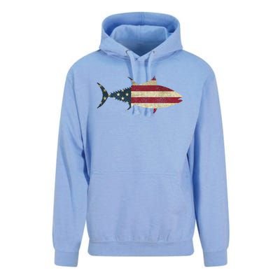 Tuna Fishing American Flag Vintage Patriotic Fisherman Gift Great Gift Unisex Surf Hoodie