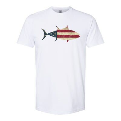 Tuna Fishing American Flag Vintage Patriotic Fisherman Gift Great Gift Softstyle CVC T-Shirt