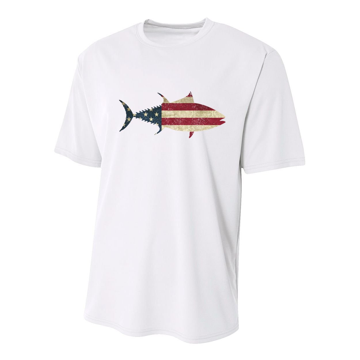 Tuna Fishing American Flag Vintage Patriotic Fisherman Gift Great Gift Youth Performance Sprint T-Shirt