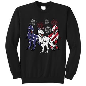 Trex Fireworks American Dino 4th Of July Boy Sweatshirt