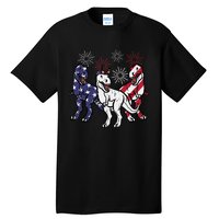 Trex Fireworks American Dino 4th Of July Boy Tall T-Shirt