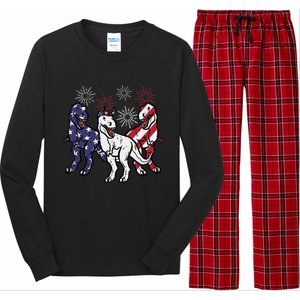 Trex Fireworks American Dino 4th Of July Boy Long Sleeve Pajama Set