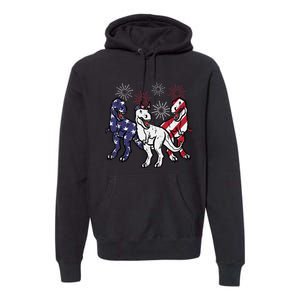 Trex Fireworks American Dino 4th Of July Boy Premium Hoodie