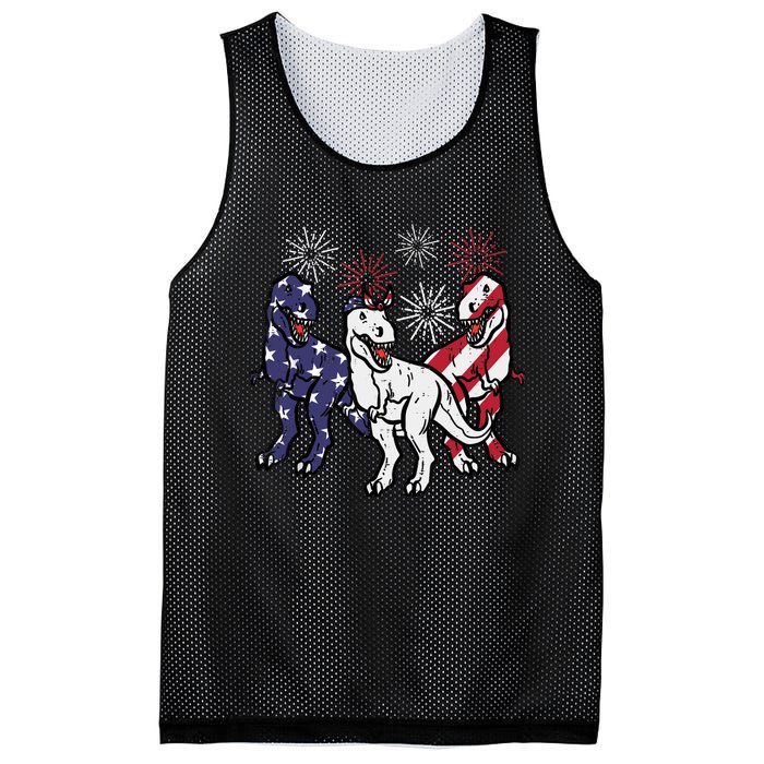 Trex Fireworks American Dino 4th Of July Boy Mesh Reversible Basketball Jersey Tank