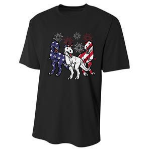 Trex Fireworks American Dino 4th Of July Boy Performance Sprint T-Shirt