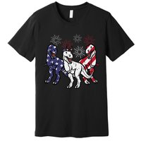 Trex Fireworks American Dino 4th Of July Boy Premium T-Shirt