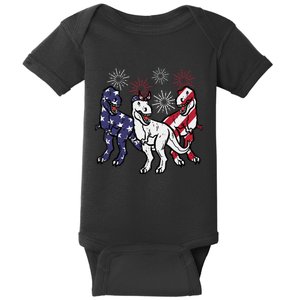 Trex Fireworks American Dino 4th Of July Boy Baby Bodysuit