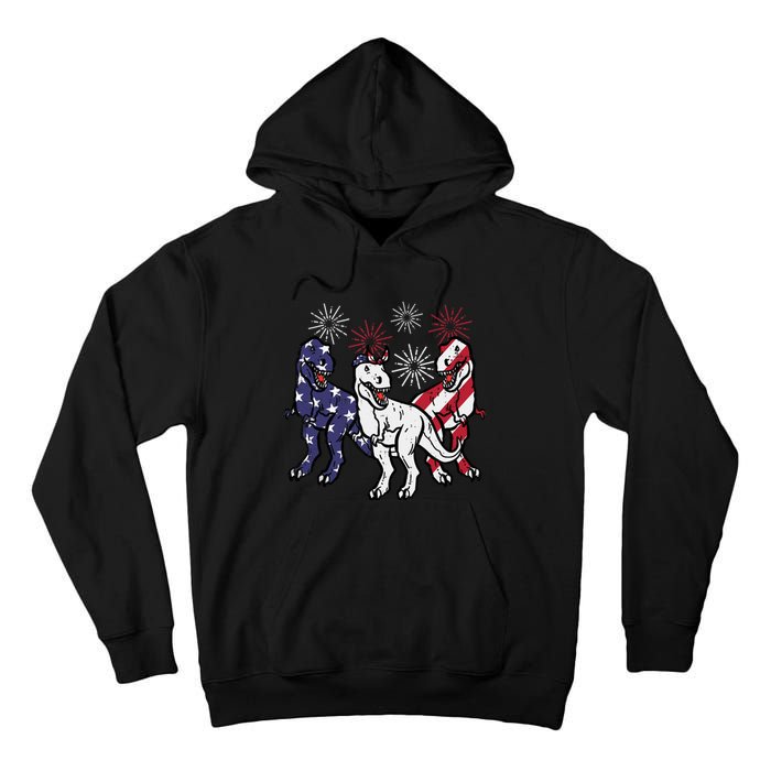 Trex Fireworks American Dino 4th Of July Boy Tall Hoodie