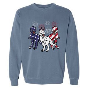 Trex Fireworks American Dino 4th Of July Boy Garment-Dyed Sweatshirt