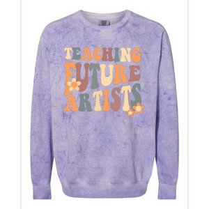 Teaching Future Artists Retro Teacher Students Colorblast Crewneck Sweatshirt