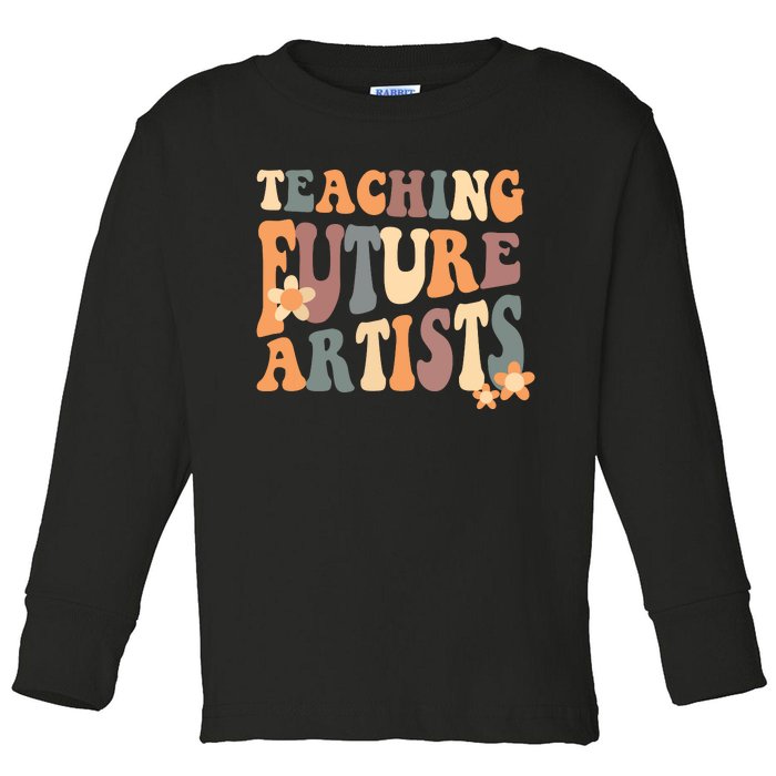 Teaching Future Artists Retro Teacher Students Toddler Long Sleeve Shirt