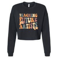 Teaching Future Artists Retro Teacher Students Cropped Pullover Crew