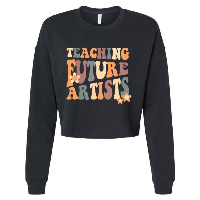Teaching Future Artists Retro Teacher Students Cropped Pullover Crew