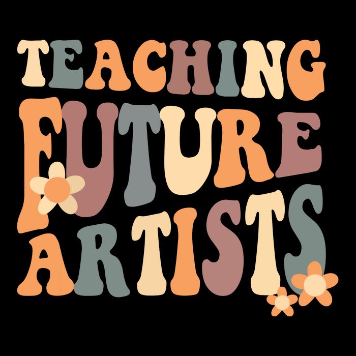 Teaching Future Artists Retro Teacher Students Cropped Pullover Crew