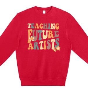 Teaching Future Artists Retro Teacher Students Premium Crewneck Sweatshirt