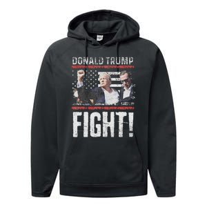 Trump Fist American Flag Patriotic Pride Performance Fleece Hoodie