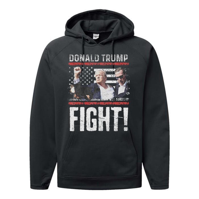 Trump Fist American Flag Patriotic Pride Performance Fleece Hoodie