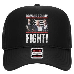 Trump Fist American Flag Patriotic Pride High Crown Mesh Back Trucker Hat