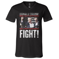 Trump Fist American Flag Patriotic Pride V-Neck T-Shirt