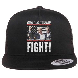 Trump Fist American Flag Patriotic Pride Flat Bill Trucker Hat