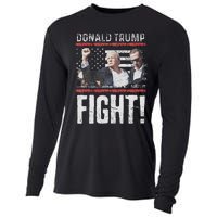 Trump Fist American Flag Patriotic Pride Cooling Performance Long Sleeve Crew