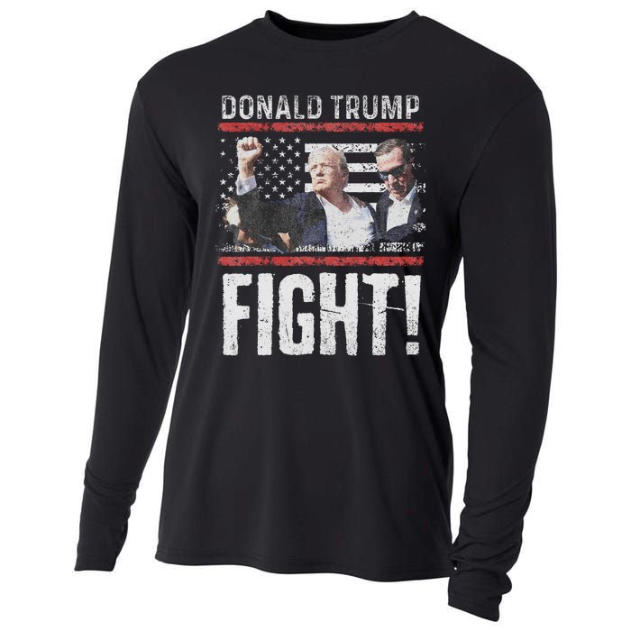 Trump Fist American Flag Patriotic Pride Cooling Performance Long Sleeve Crew