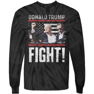 Trump Fist American Flag Patriotic Pride Tie-Dye Long Sleeve Shirt