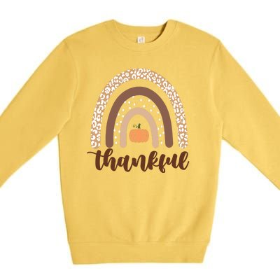 Thankful Fall Autumn Pumpkin Rainbow Premium Crewneck Sweatshirt