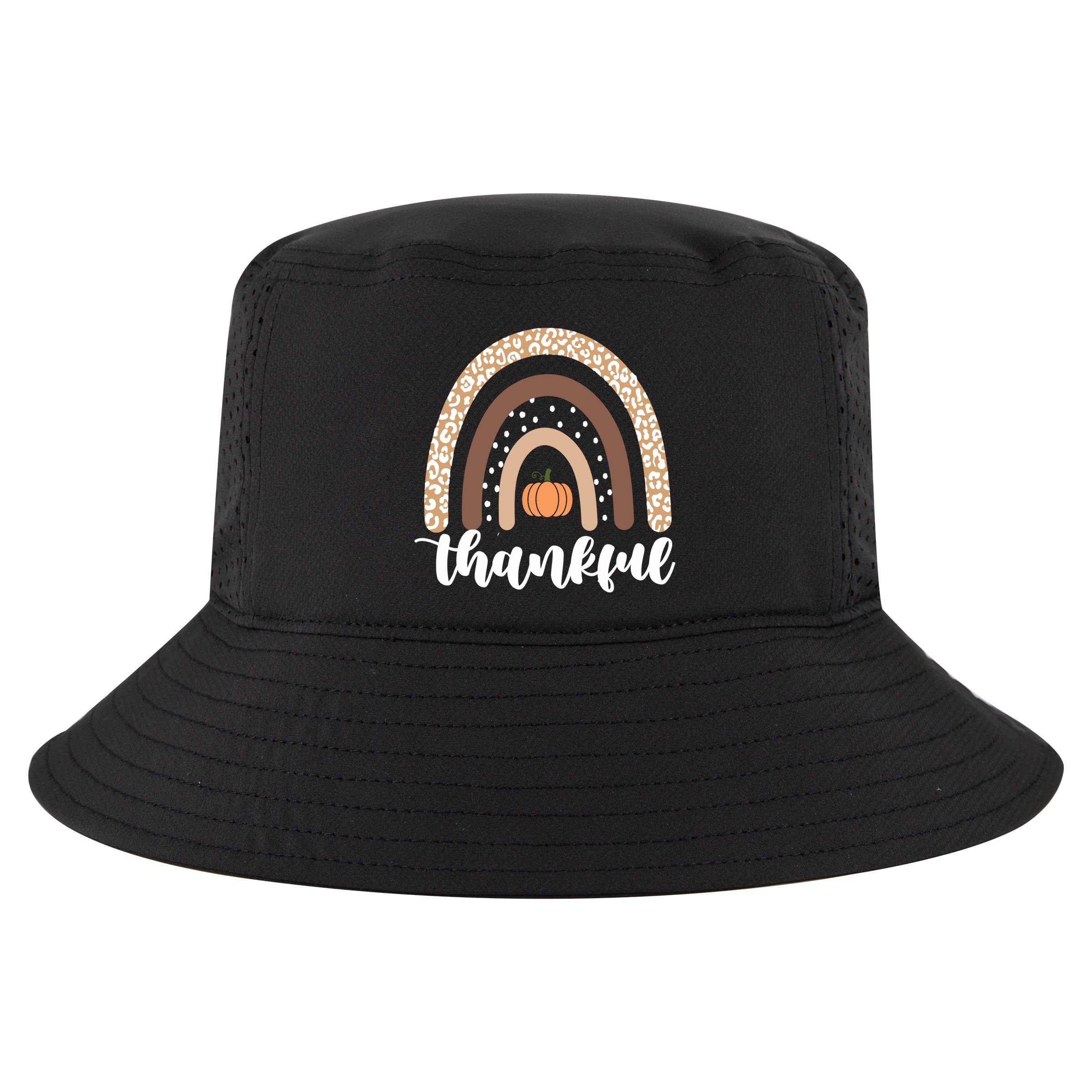 Thankful Fall Autumn Pumpkin Rainbow Cool Comfort Performance Bucket Hat